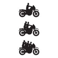 Silhouettes of people on a motorbike N2