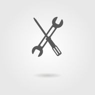 screwdriver and wrench icon with shadow