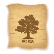 Oak Tree on Old Paper