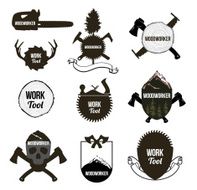 Set of vintage carpentry tools icons labels logo