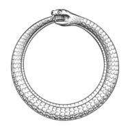 Magic symbol of Ouroboros Tattoo with snake biting its own