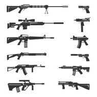 Vector set of guns icons