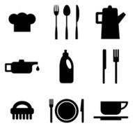 Black vector restaurant and kitchen icons N2