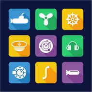Submarine Icons Flat Design N2