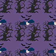 Night dark trees seamless pattern N2