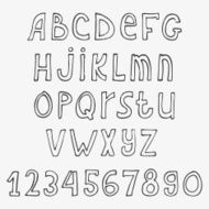 Vector hand drawn silhouette alphabet isolated on white background