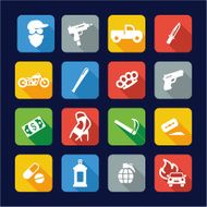 Modern Gangster Icons Flat Design N2