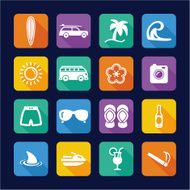 Surfing Icons Flat Design N2