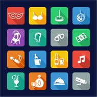 Strip Club Icons Flat Design N2