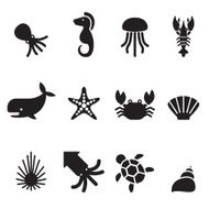 Sea animal icon set