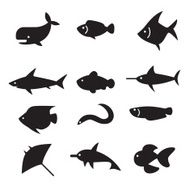 silhouette Fish icon set