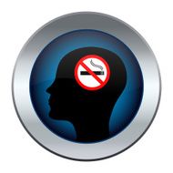 button with the image of a head no smoking sign