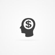 Icone of man with dollar sign in head