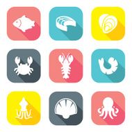 Seafood Icons Flat Design N2