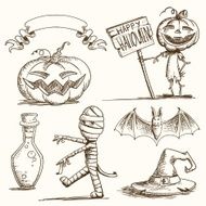 Vector Hand Drawn Halloween Elements