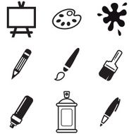 Painting Or Drawing Tools Icons