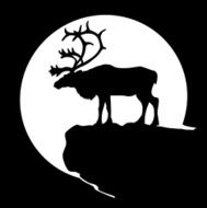 Black silhouette of a deer like the caribou