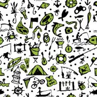Fishing seamless pattern sketch for your design N2