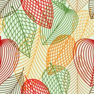 Outline autumnal leaves seamless pattern N2