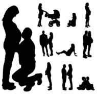 Vector silhouette of a pregnant woman N2