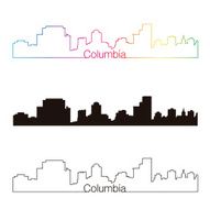 Columbia skyline linear style with rainbow