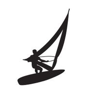 Silhouette of a windsurfer