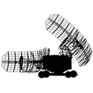 Silhouette military radar dish Vector illustration N3