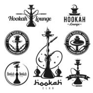 Set of hookah labels badges and design elements