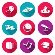 Astronomy space science icons set Vector Illustration