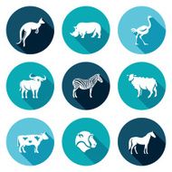 Animals of the Australian continent icons set Vector Illustration