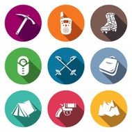 Alpinism Climbing the Mountain icons set Vector Illustration