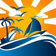 Yachts on the waves and sun