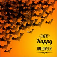 Happy Halloween postcard with black bats in the corner