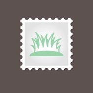 Grass stamp Outline vector illustration