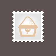 Sack of flour stamp Outline vector illustration