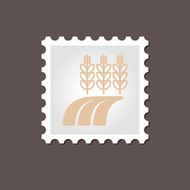 Ears of Wheat Barley Rye on Field stamp Outline