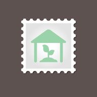 Greenhouse stamp Outline vector illustration