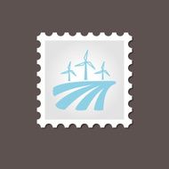 Windmill on the field stamp Outline vector
