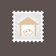 Pigsty stamp Outline vector illustration