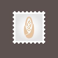 Corncob stamp Outline vector illustration