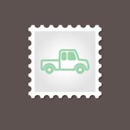 Pickup truck stamp Outline vector illustration