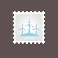 Windmill stamp Outline vector illustration