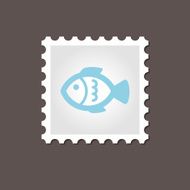 Fish stamp Outline vector illustration