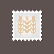 Spikelets wheat stamp Outline vector illustration