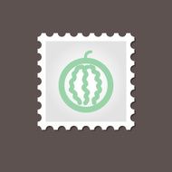 Watermelon stamp Outline vector illustration