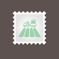 Tractor field stamp Outline vector illustration
