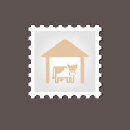 Cowshed stamp Outline vector illustration
