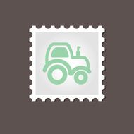 Tractor stamp Outline vector illustration