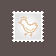 Chicken stamp Outline vector illustration