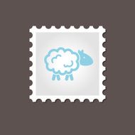 Sheep stamp Outline vector illustration